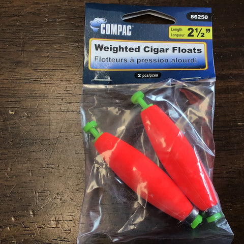 Weighted cigar floats 2.5”